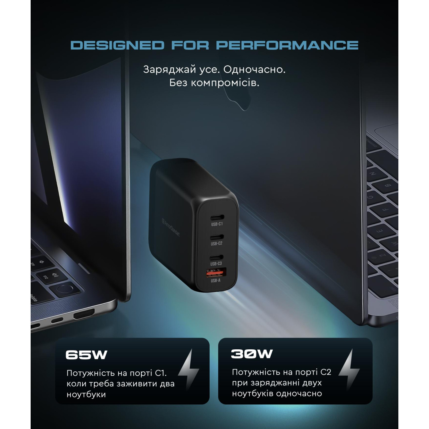 Сетевое зарядное устройство ArmorStandart Resolute Power ARP-131 100W GaN Black (ARM70024)