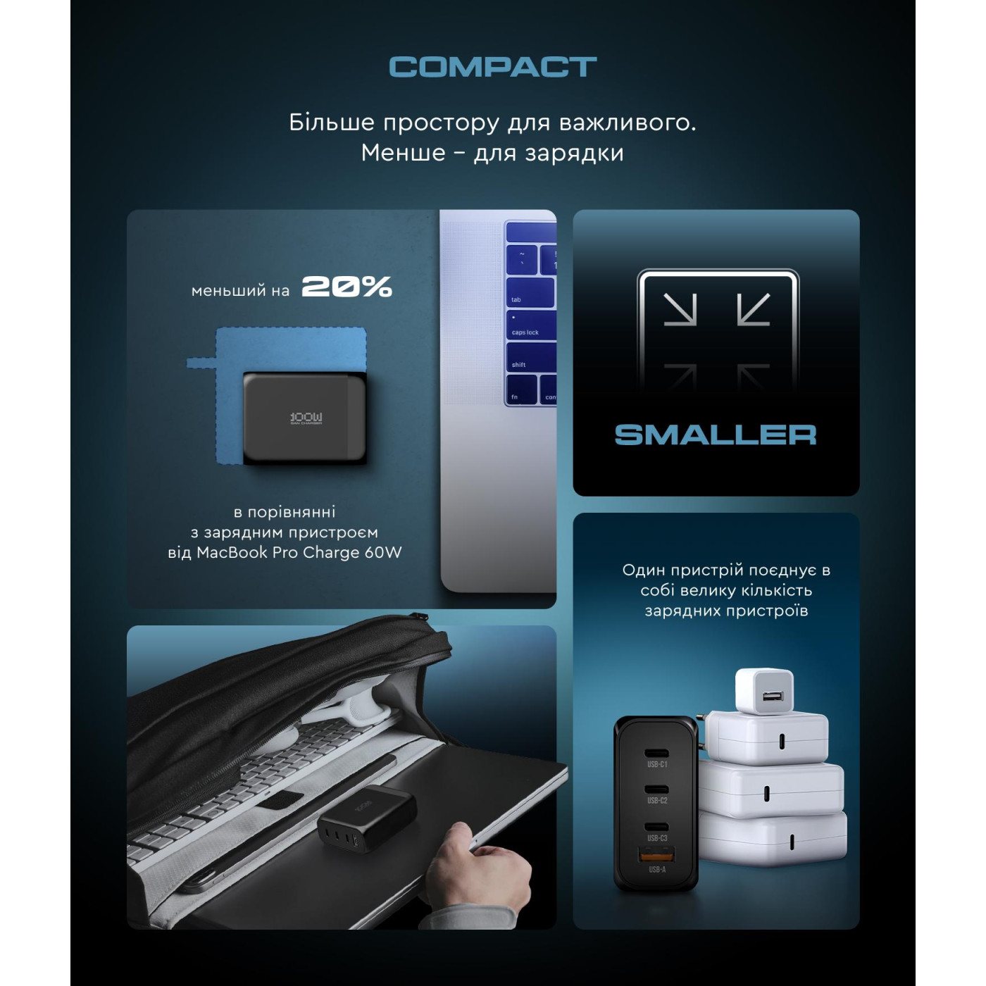 Сетевое зарядное устройство ArmorStandart Resolute Power ARP-131 100W GaN Black (ARM70024)