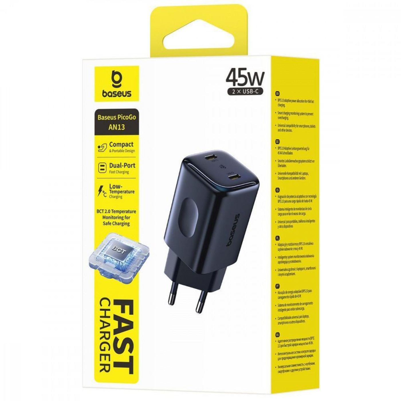 Зарядное устройство Baseus PicoGo AN13 45W (Type-C to Type-C) black (E0121F00)