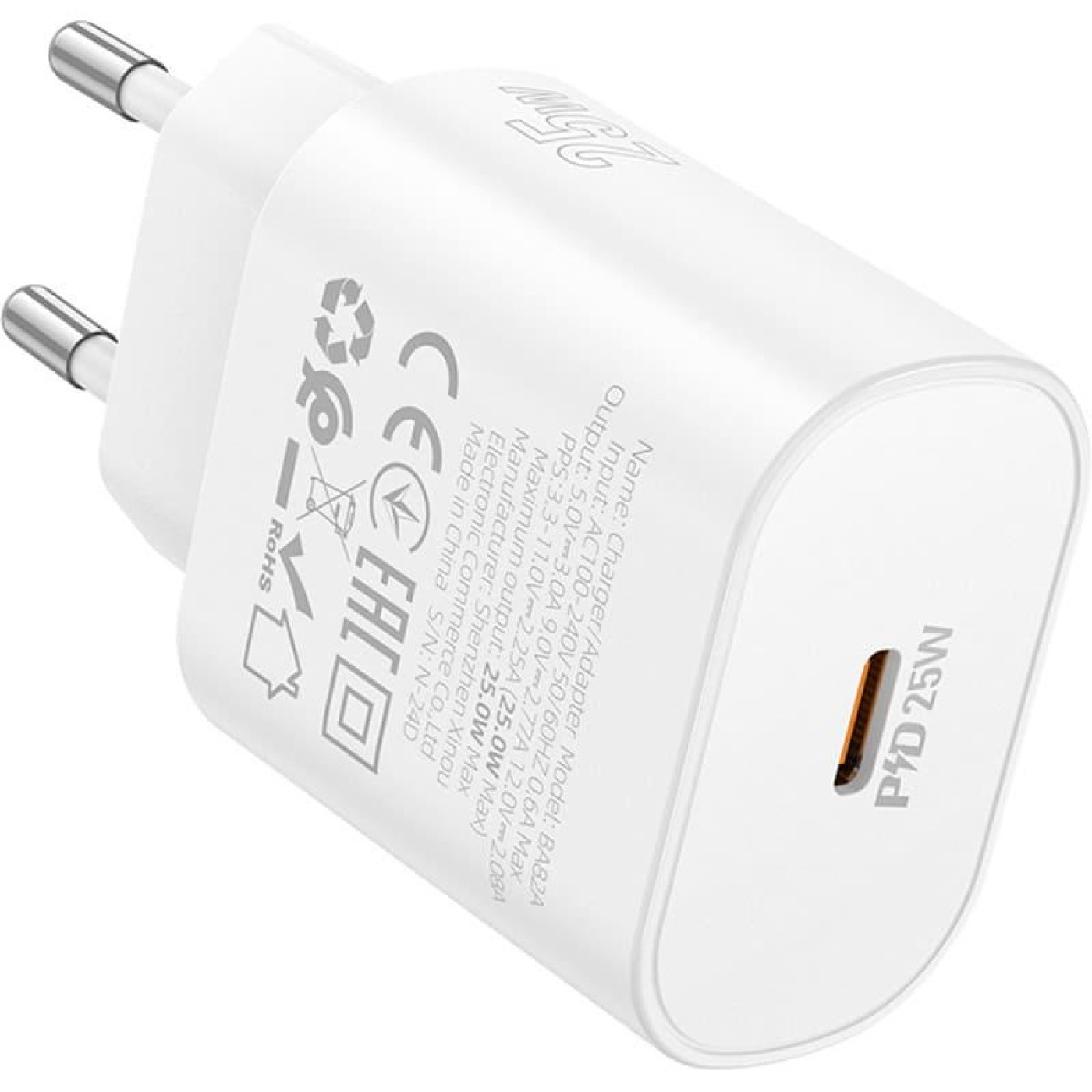 Зарядное устройство Borofone BA82A Platinum single port PD25W charger(EU) White (6941991112256)