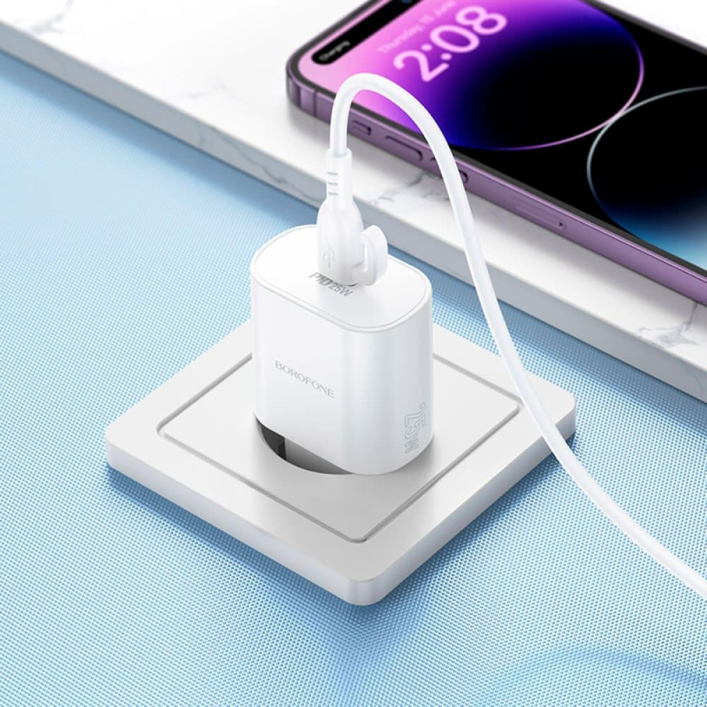 Зарядное устройство Borofone BA82A Platinum single port PD25W charger(EU) White (6941991112256)