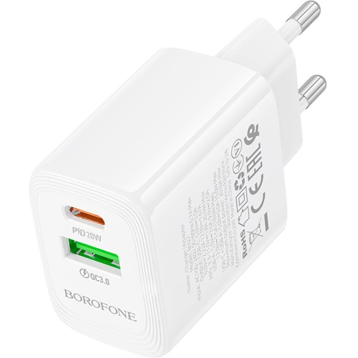 Зарядное устройство Borofone BN27 Fuente PD20W+QC3.0 charger (EU) White (6941991120268)