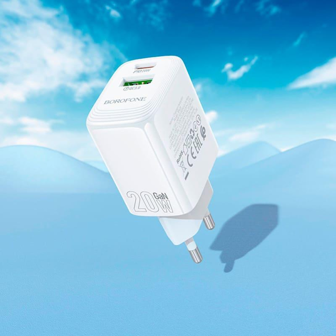 Зарядное устройство Borofone BN27 Fuente PD20W+QC3.0 charger (EU) White (6941991120268)