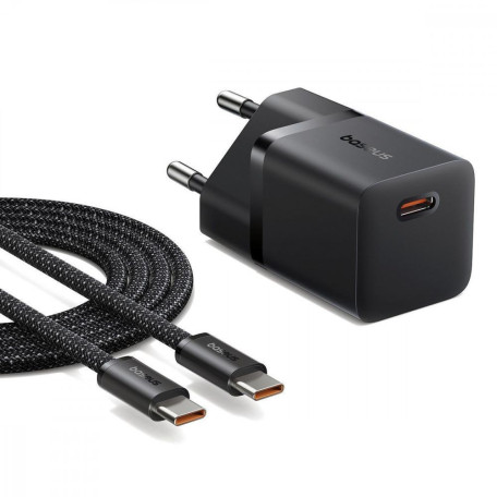 Зарядное устройство Baseus GaN5 Mini Fast Charger 25W ( Type-C ) + КабельType-C to Type-C 100W (1m) black (P10110909113-01)
