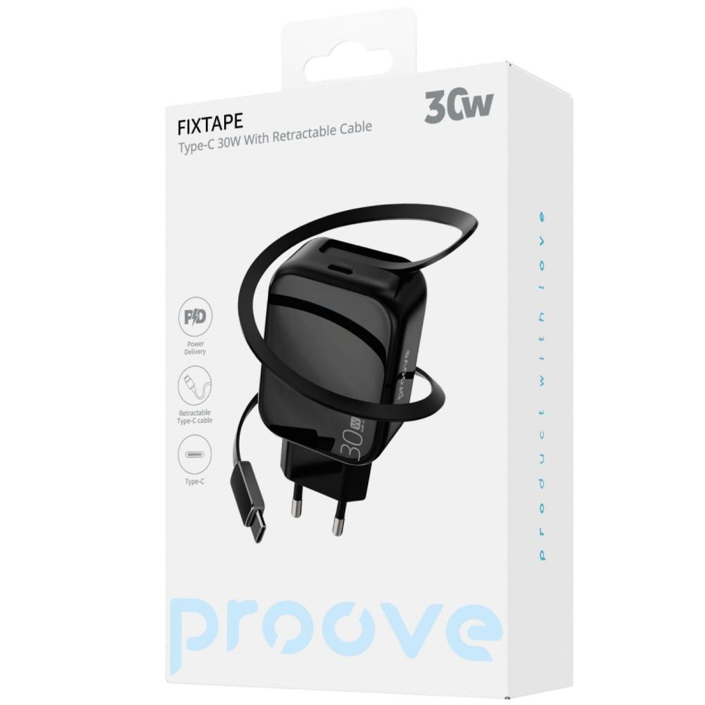 Зарядное устройство Proove Fixtape GaN (Type-C) 30W black (WCFP30010201)