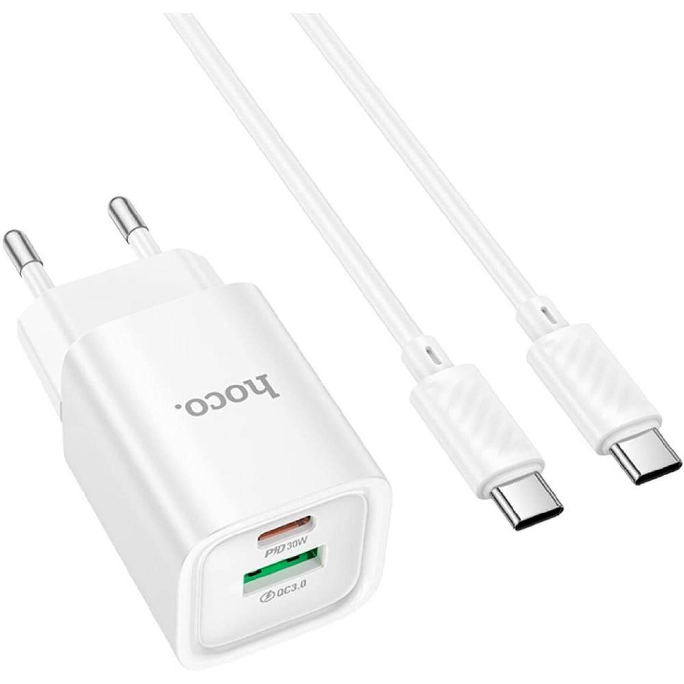 Зарядное устройство Hoco C149A Charm PD30W+QC3.0 charger set (C to C)(EU) White (6942007630351)