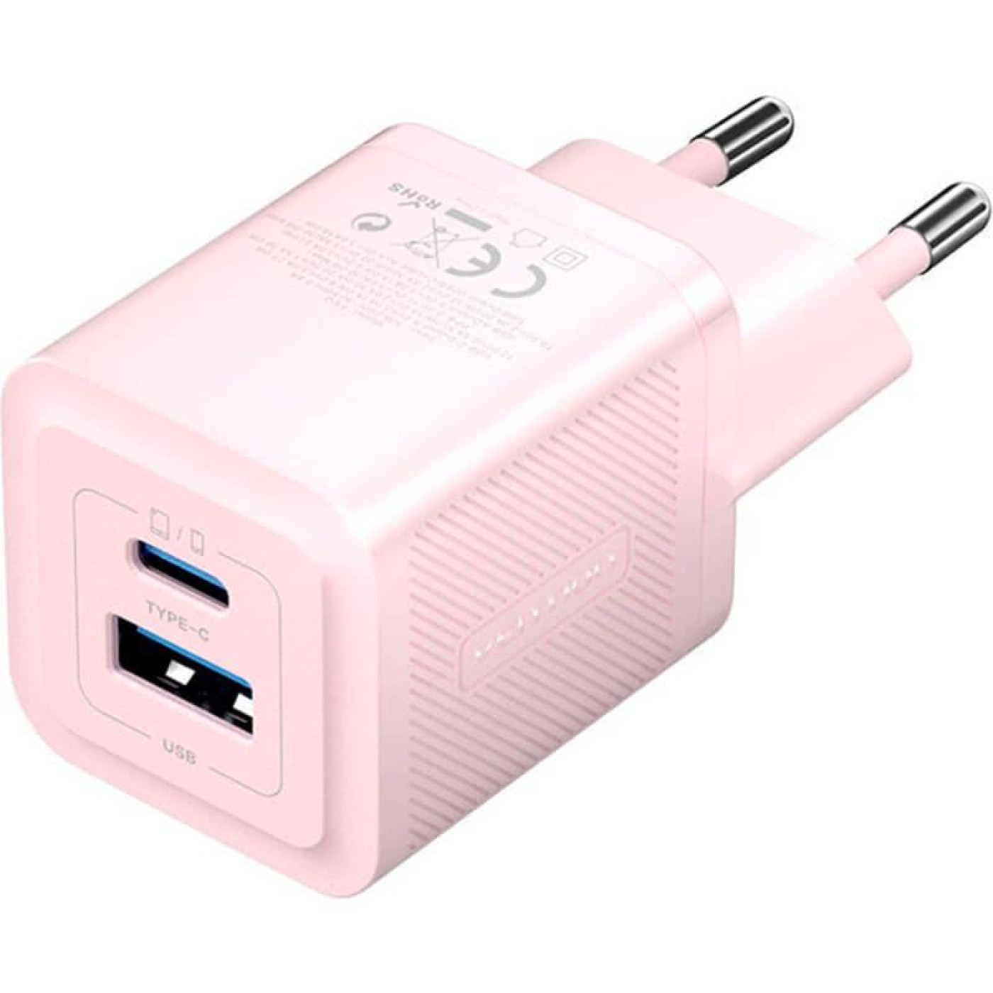 Зарядное устройство Vention 2-Port USB (C + A) GaN Charger (30W/30W) EU-Plug Pink (FEQP0-EU)