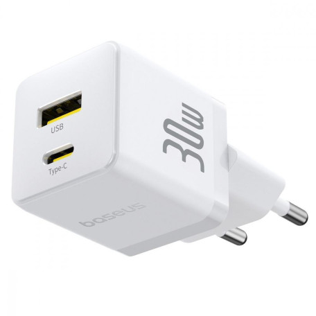 Зарядное устройство Baseus Palm Fast Charger Type-C+USB 30W white (P1011160A213-00)