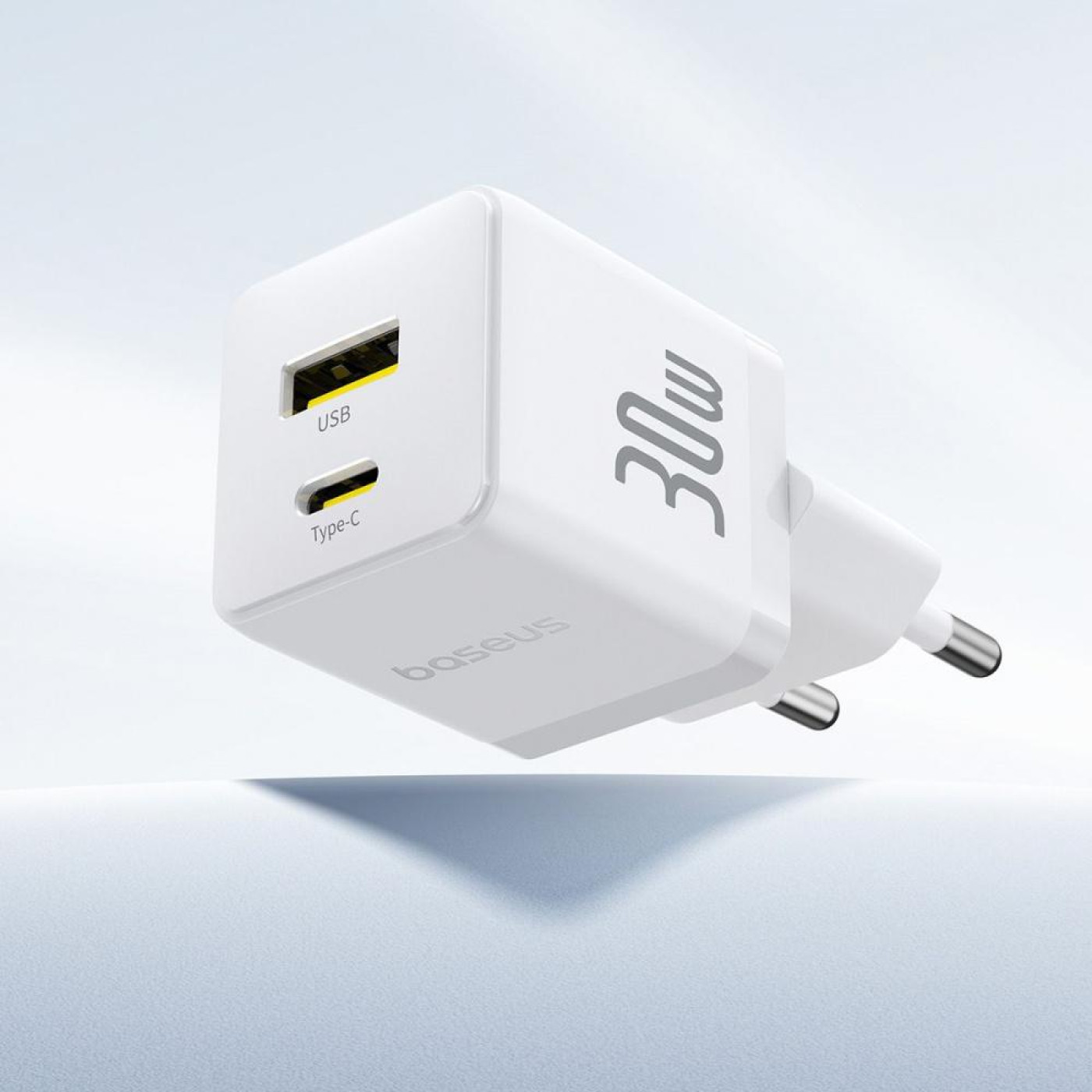 Зарядное устройство Baseus Palm Fast Charger Type-C+USB 30W white (P1011160A213-00)