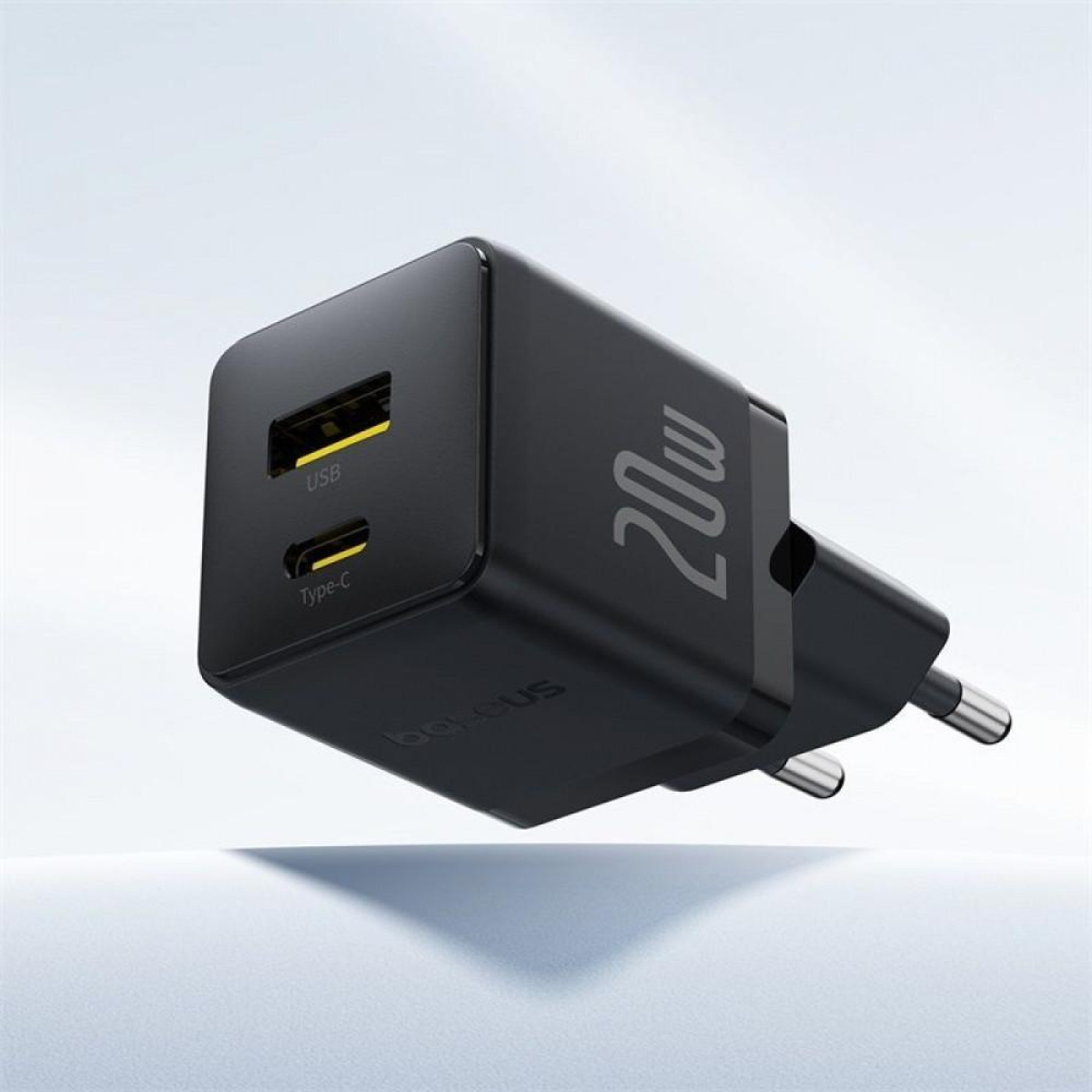 Зарядное устройство Baseus Palm Fast Charger 20W (Type-C + USB) 20W + Кабель Type-C to Type-C 60W (1m) black (P10111608113-01)