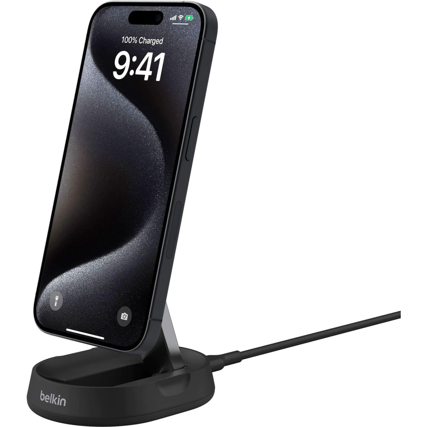 Зарядний пристрій Belkin 15Вт Magnetic Stand Qi2, чорний (WIA008VFBK)