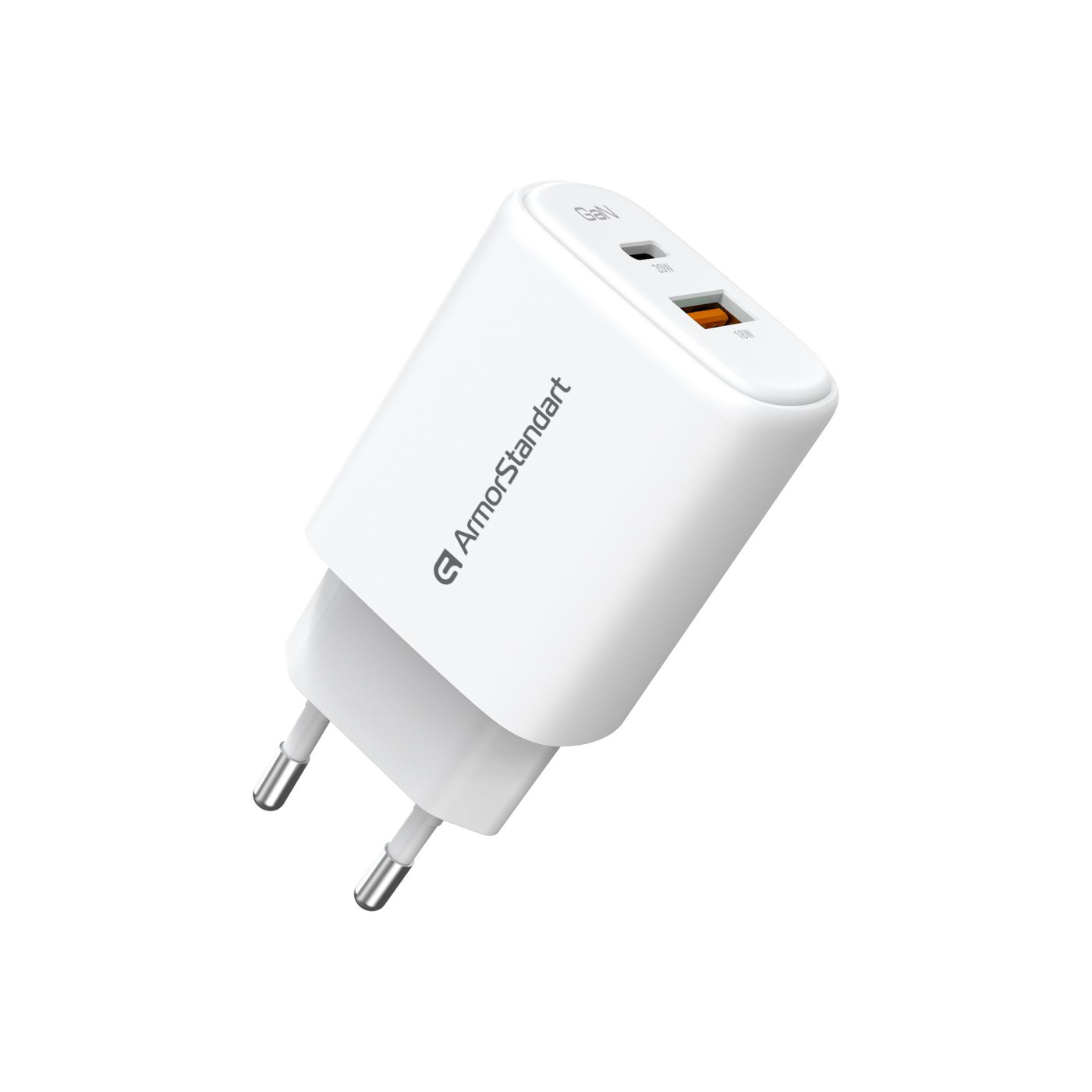 Зарядное устройство ArmorStandart AR-T202WEU 20W GaN USB-C+ USB-A White (ARM89531)
