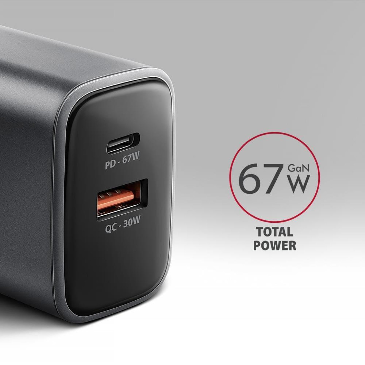Мережевий зарядний пристрий AXAGON ACU-PQ67, 2x port (USB + USB-C), PD3.0/QC4+/PPS/Apple, 67W, сирий
