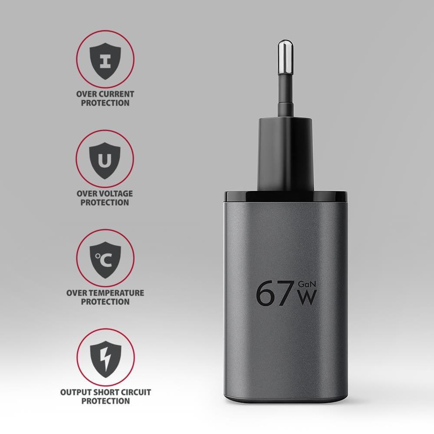 Мережевий зарядний пристрий AXAGON ACU-PQ67, 2x port (USB + USB-C), PD3.0/QC4+/PPS/Apple, 67W, сирий