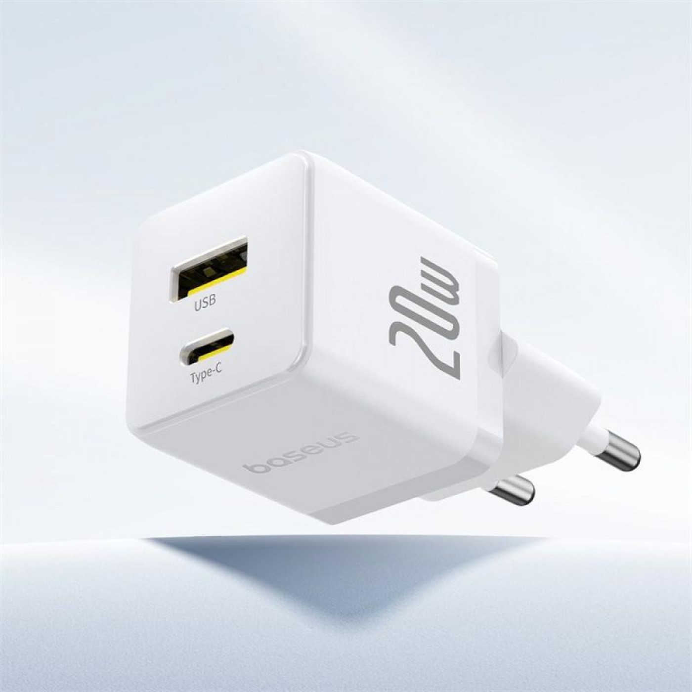Зарядное устройство Baseus Palm Fast Charger 20W (Type-C + USB) 20W + Кабель Type-C to Type-C 60W (1m) white (P10111608213-01)