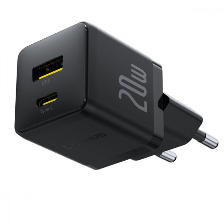 Зарядное устройство Baseus Palm Fast Charger 20W (Type-C + USB) black (P10111608113-00)
