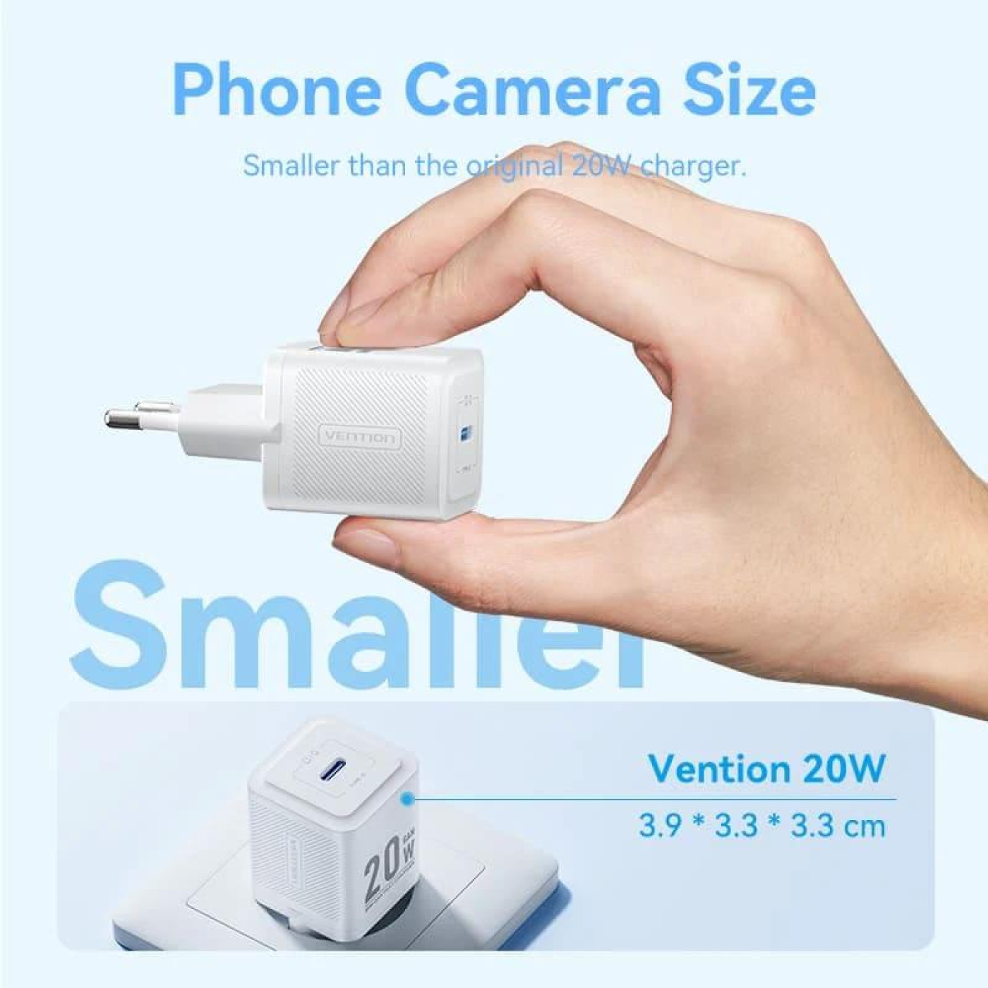Зарядний пристрій Vention 1xUSB-C 20W GaN + USB-C cable М-М White (TZ-FEPW0-EU-01)