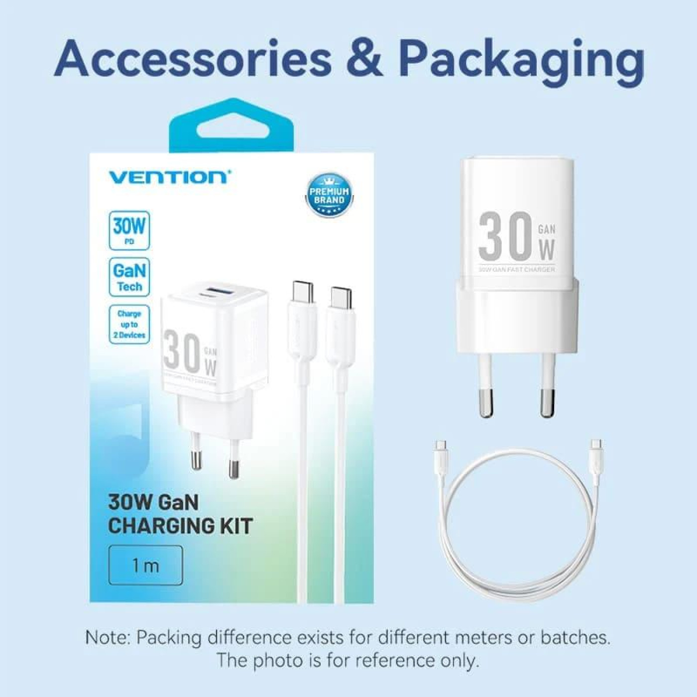 Зарядний пристрій Vention 2xUSB 30W (USB-A/USB-C) + USB-C cable М-М White (TZ-FEQW0-EU-01)