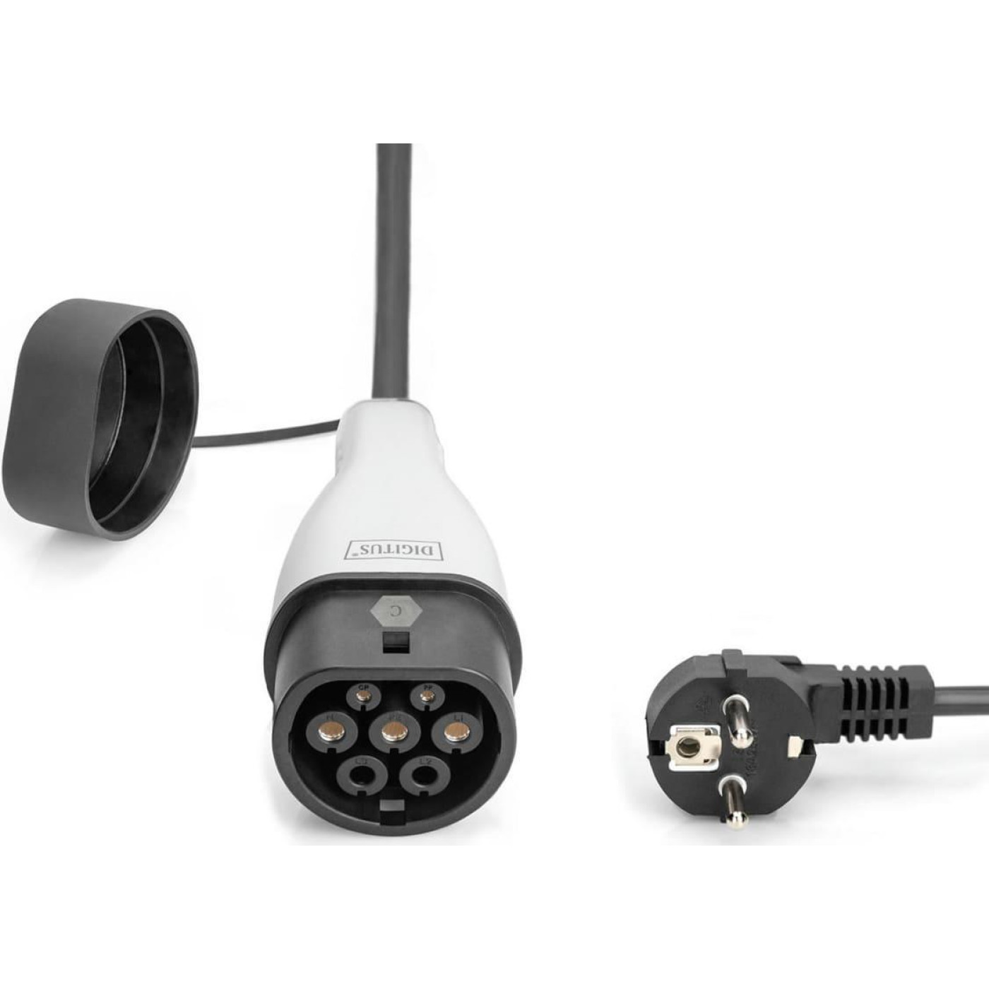 Автомобільний інвертор Digitus EV Single Phase, 3.7kW, 5 m, Schuko to Type 2, з блоком керування та індикуації заряду (DK-1P16-A-050-BL)