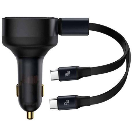 Автомобильный инвертор Baseus Enjoyment Retractable 2-in-1 Type-C + Type-C 33W black (C00035500111-00)