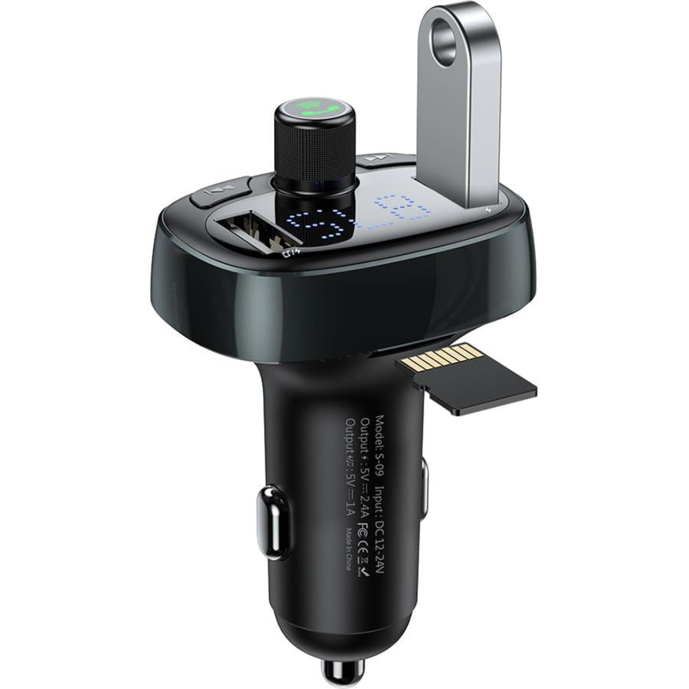 Автомобільний зарядний пристрій Baseus FM Launcher S-09 2.4A 2USB black (CCMT000301)