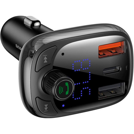 Автомобильное зарядное устройство Baseus FM Launcher S-13 2USB + Type-C black (CCMT000101)