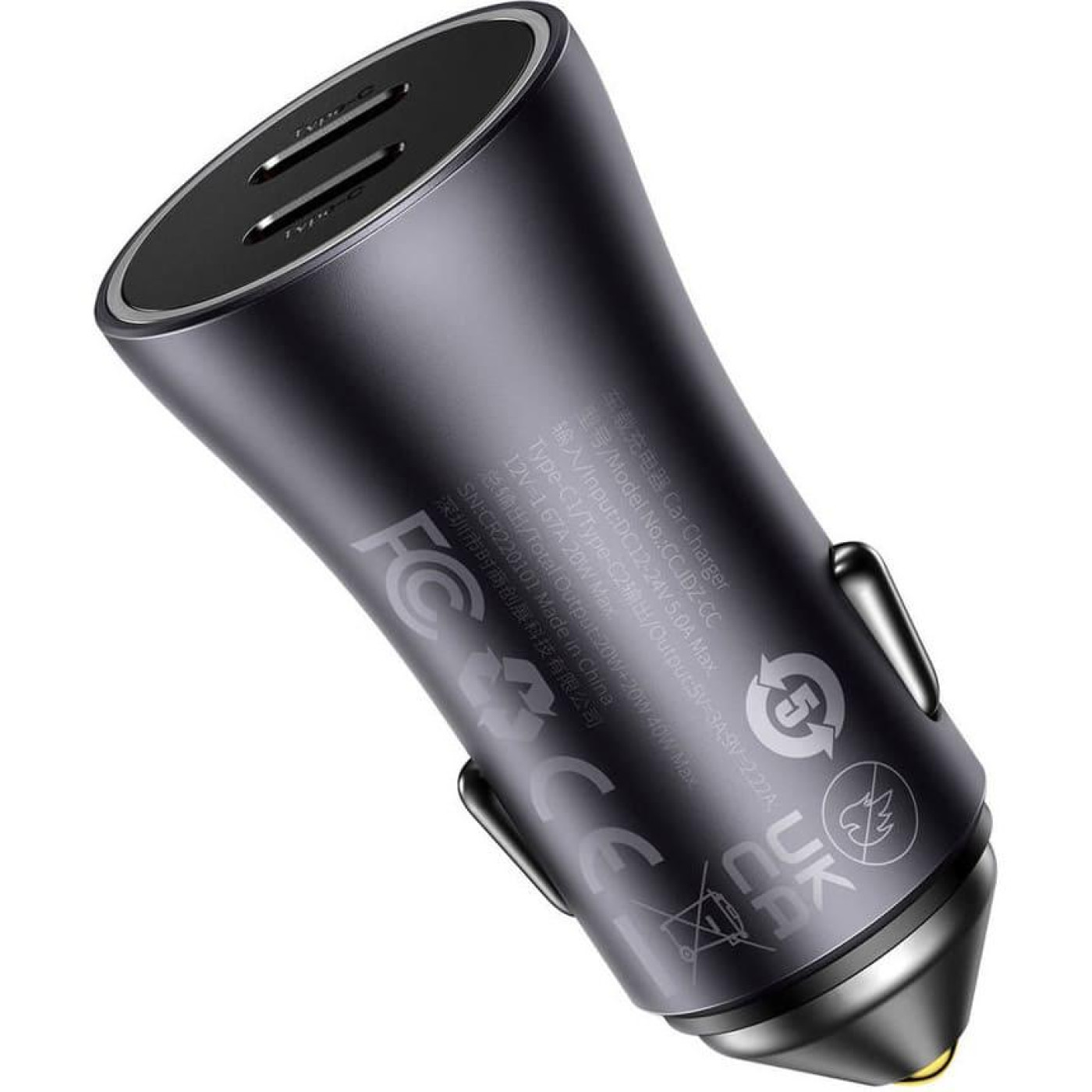 Автомобільний інвертор Baseus Golden Contactor Pro 40W Type-C + Type-C dark gray (CGJP000013)