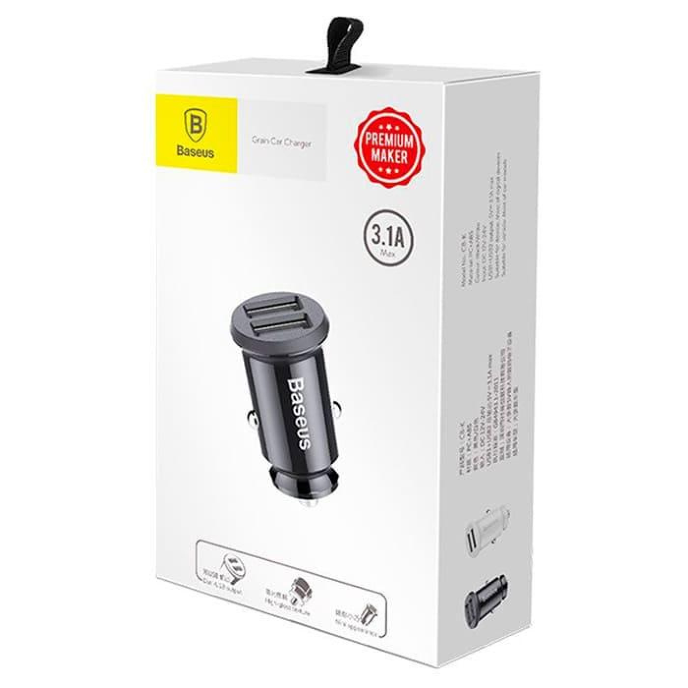 Автомобільний інвертор Baseus Grain 3.1A 2USB black (CCALL-ML01)