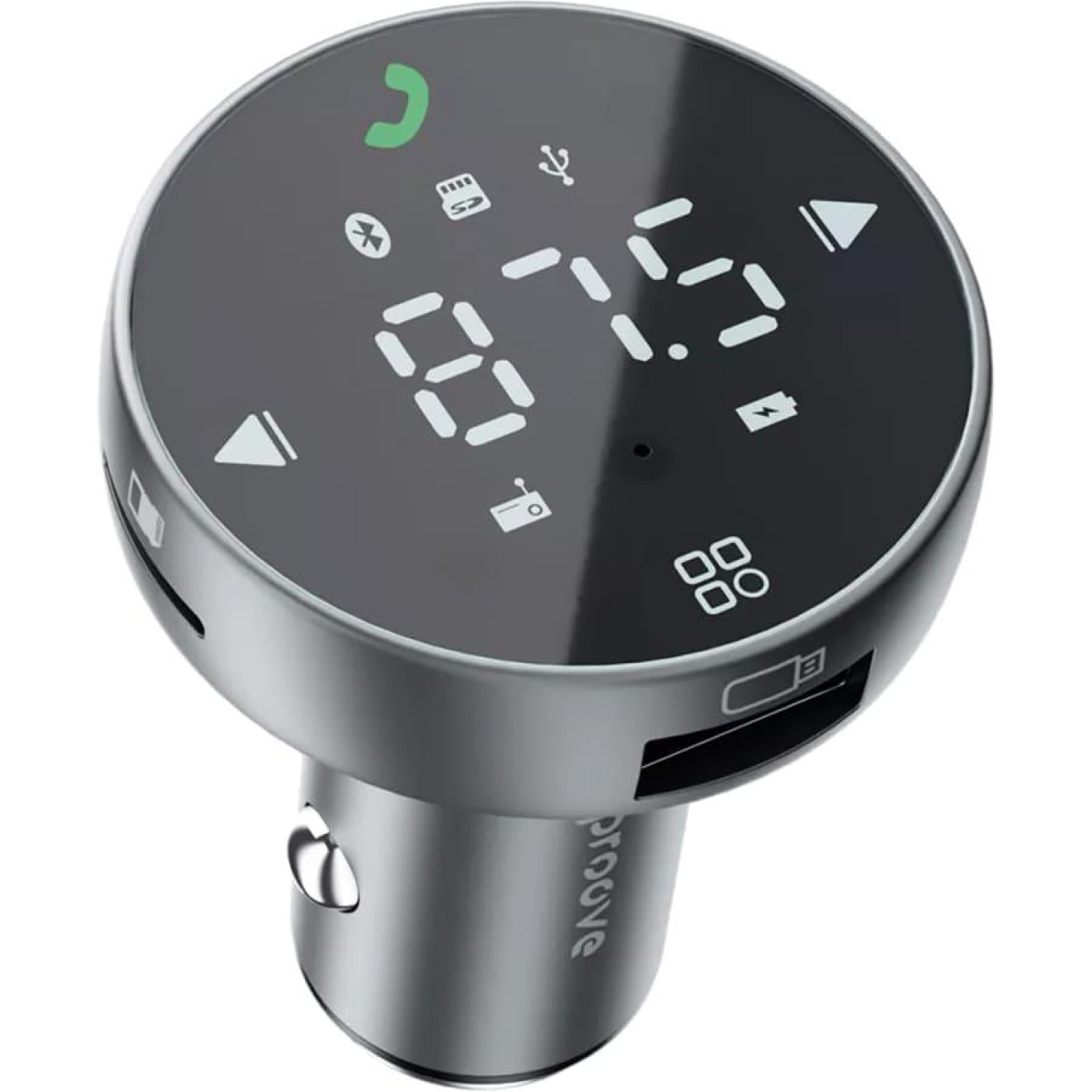 Автомобильное зарядное устройство Proove FM Launcher Sound Sync 30W (PD+QC3.0) Type-C+USB gray (FMSS30110003)