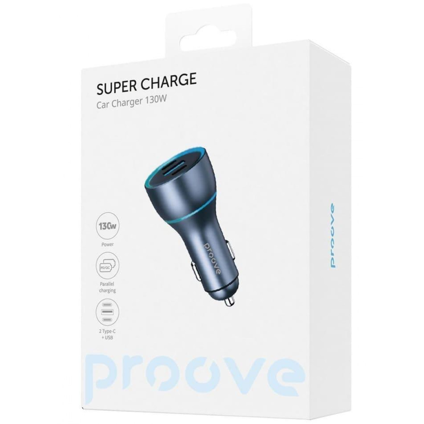 Автомобильное зарядное устройство Proove Super Charge 130W (2 Type-C + USB) metal gray (ACSC13120004)