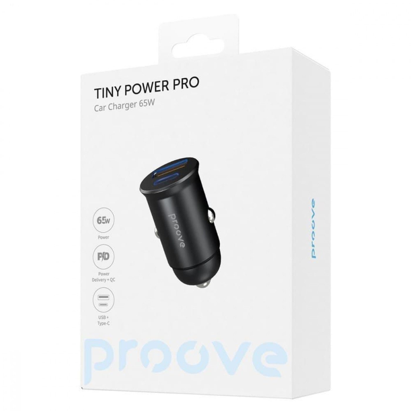 Автомобильное зарядное устройство Proove Tiny Power Pro 65W (USB + Type-C) black (ACTP65110001)