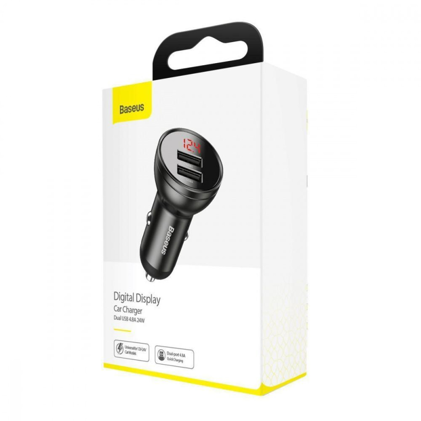 Автомобільний зарядний пристрій Baseus Digital Display Dual USB 24W Gray 3-in-1 cable (TZCCBX-0G)