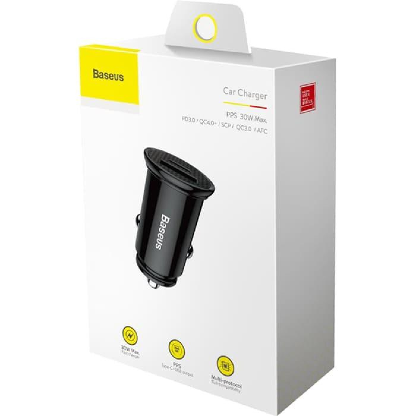Автомобильное зарядное устройство Baseus Circular Plastic PD3.0 QC 4.0 + 30W USB + Type-C black (CCALL-YS01)