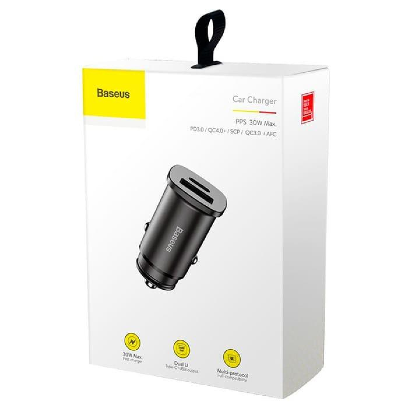 Автомобільний інвертор Baseus Square Metal PD 3.0 QC 4.0+ 30W USB + Type-C black (CCALL-AS01)