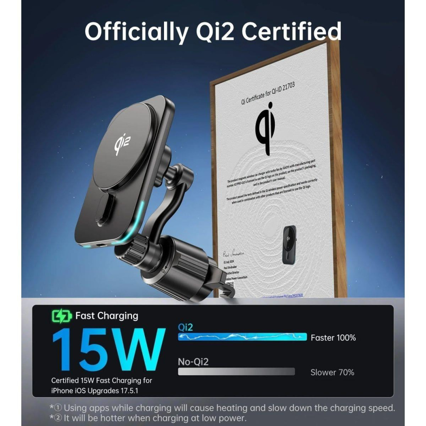 Автомобильное зарядное устройство Choetech QI 15 Вт (T231-F-101XACBK)