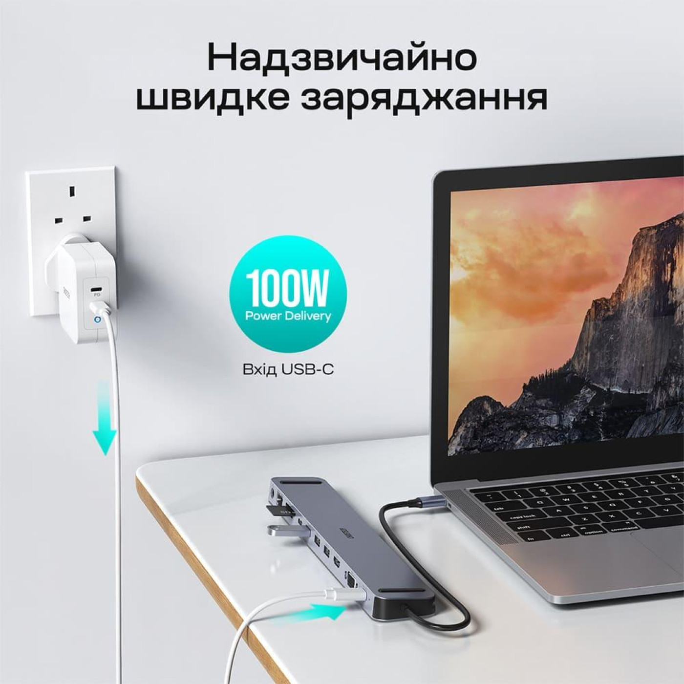 USB-Хаб Choetech USB-C хаб 11-в-1 M20 HDMI 4K@30Hz, VGA, 3 USB-A 3.0, USB-C 3.0, RJ45, USB-C PD, SD-card, TF-card, 3.5mm audio (43-00154)