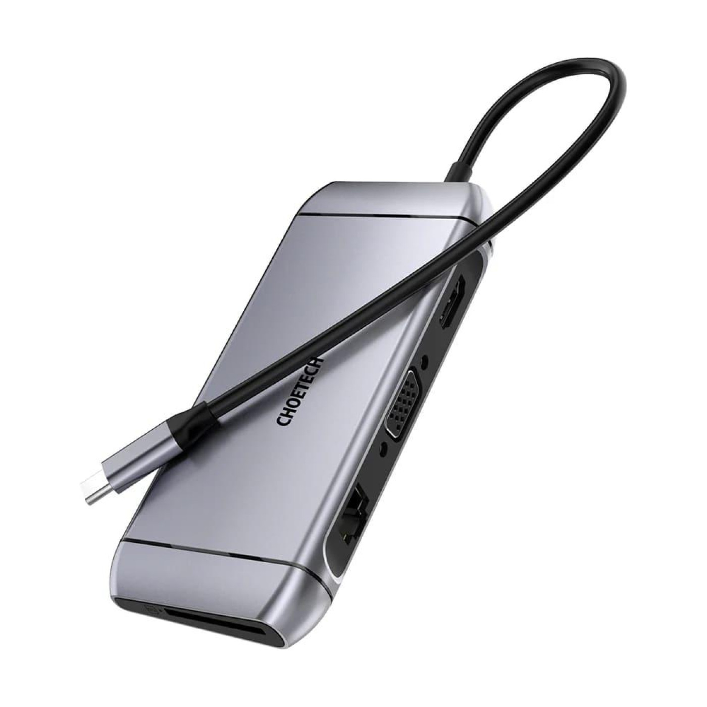USB-Хаб Choetech USB-C хаб 9-в-1 M15 HDMI 4K@30Hz, VGA, 3 USB3.0, RJ45, USB-C PD, SD-card, TF-card (43-00153)