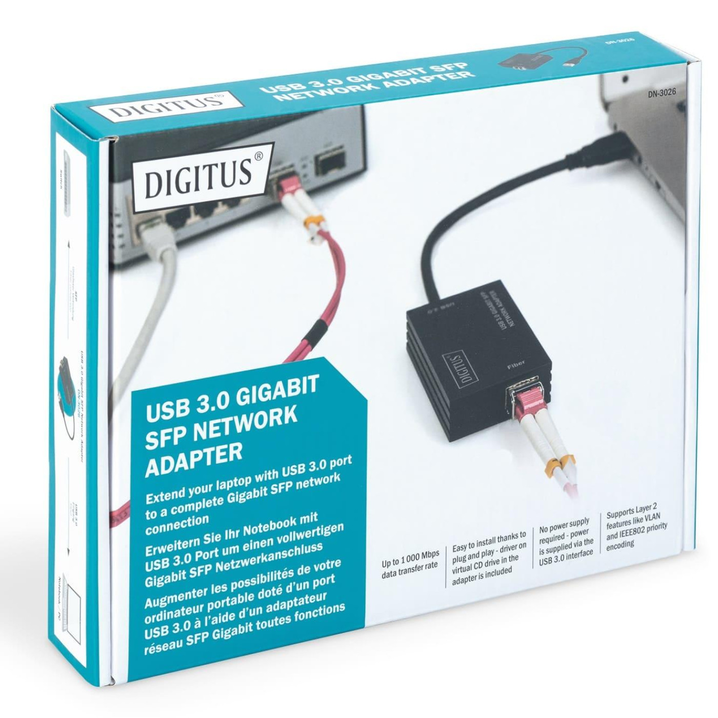 USB-Хаб Digitus USB-A > SFP, USB 3.0 Gigabit Network (DN-3026)