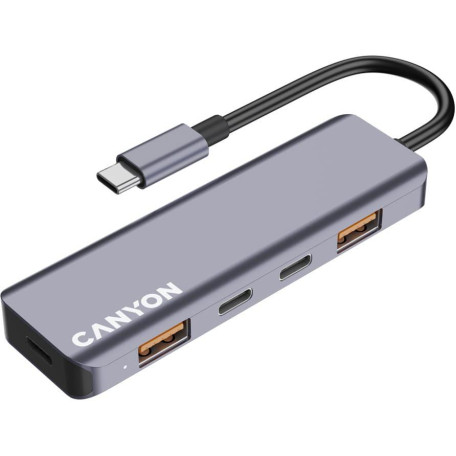 USB-Хаб Canyon USB-хаб DS-18 5in1 USB-C Grey (CNS-TDS18)
