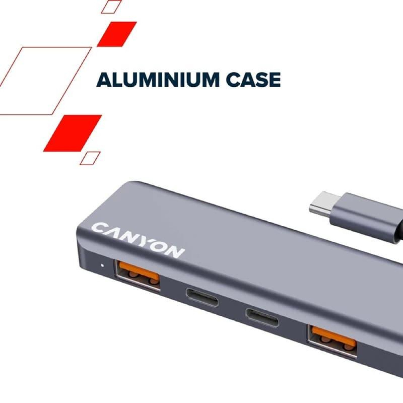 USB-Хаб Canyon USB-хаб DS-18 5in1 USB-C Grey (CNS-TDS18)