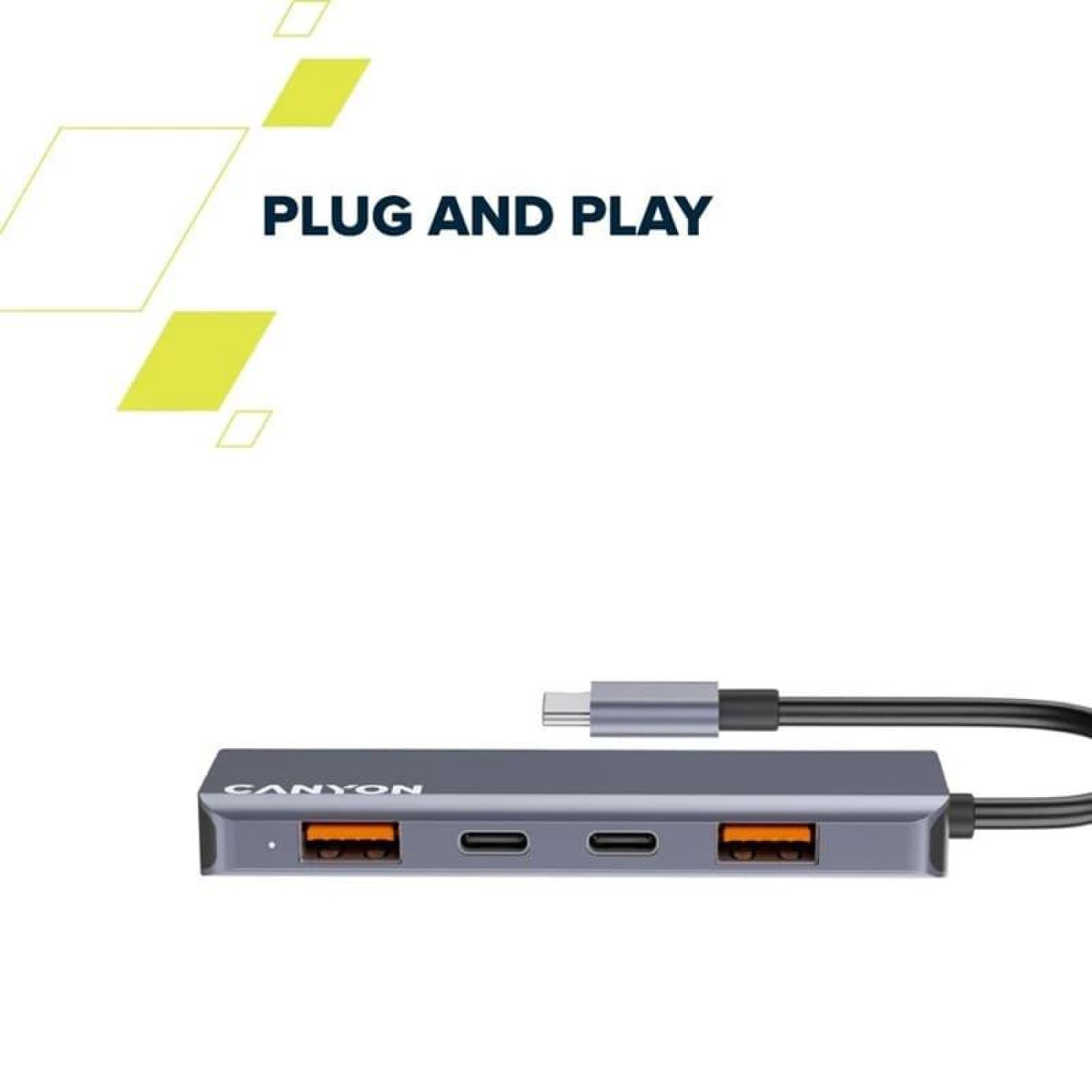 USB-Хаб Canyon USB-хаб DS-18 5in1 USB-C Grey (CNS-TDS18)