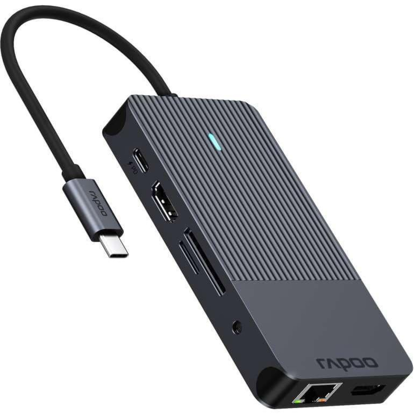 USB-Хаб Rapoo USB-C хаб UCM-2004, 8 в 1, черный (UCM-2004)
