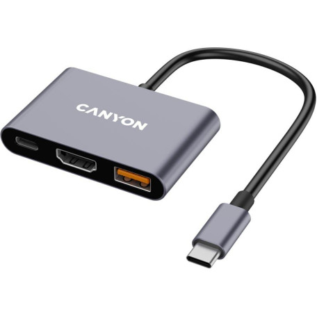 USB-Хаб Canyon USB-хаб hub DS-4 3in1 USB-C Grey (CNS-TDS4)
