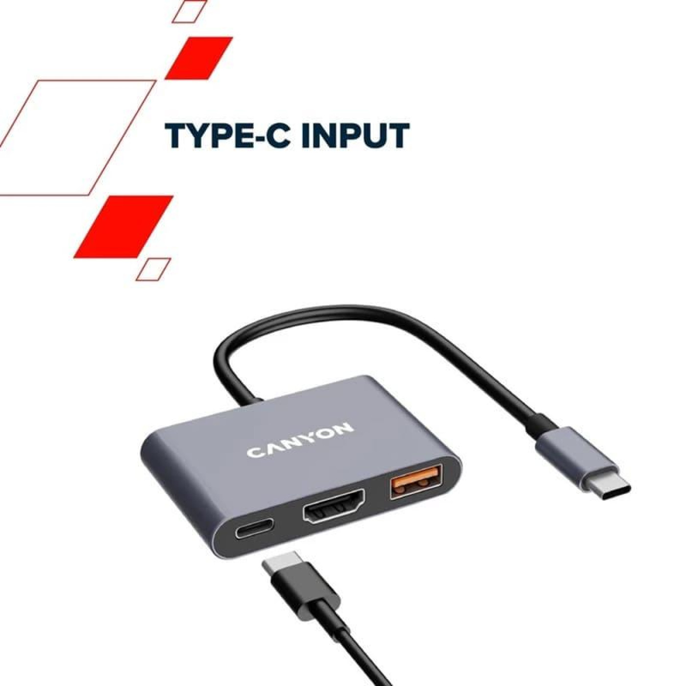USB-Хаб Canyon USB-хаб hub DS-4 3in1 USB-C Grey (CNS-TDS4)