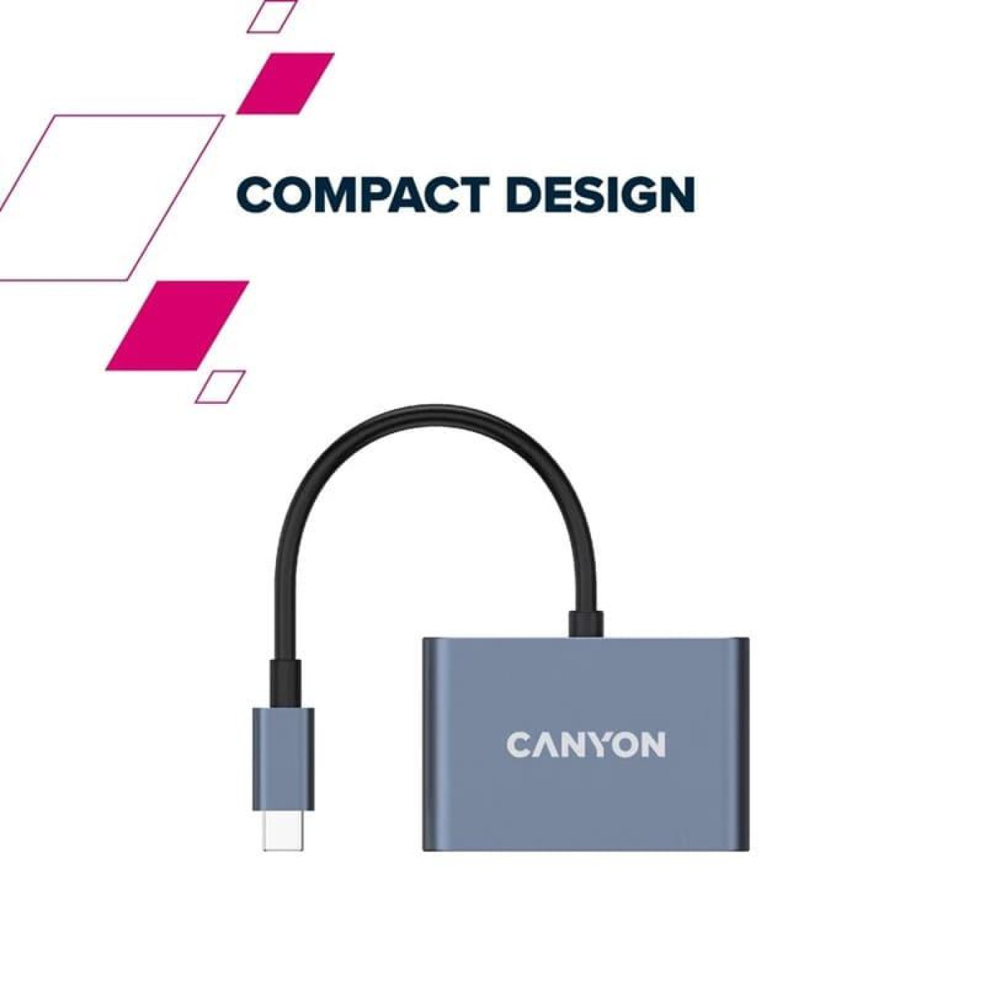 USB-Хаб Canyon USB-хаб hub DS-4 3in1 USB-C Grey (CNS-TDS4)