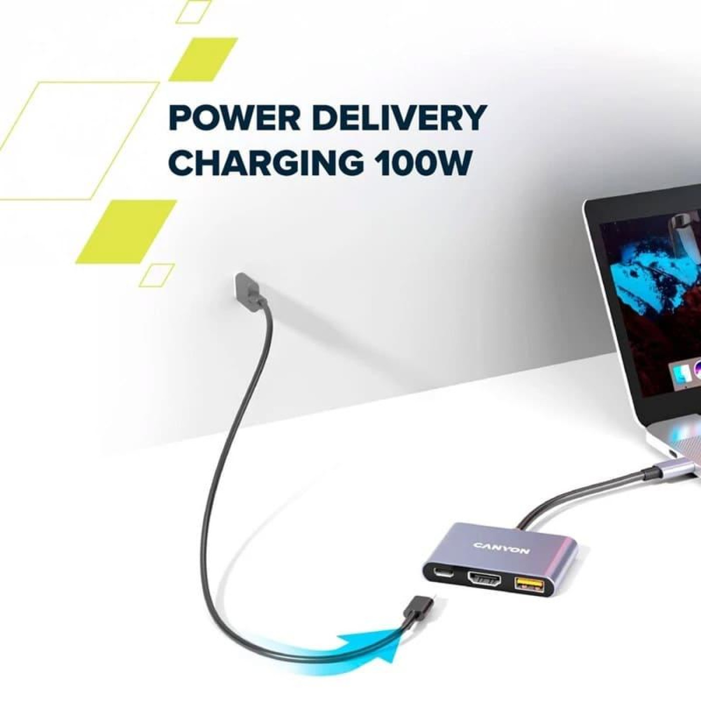 USB-Хаб Canyon USB-хаб hub DS-4 3in1 USB-C Grey (CNS-TDS4)