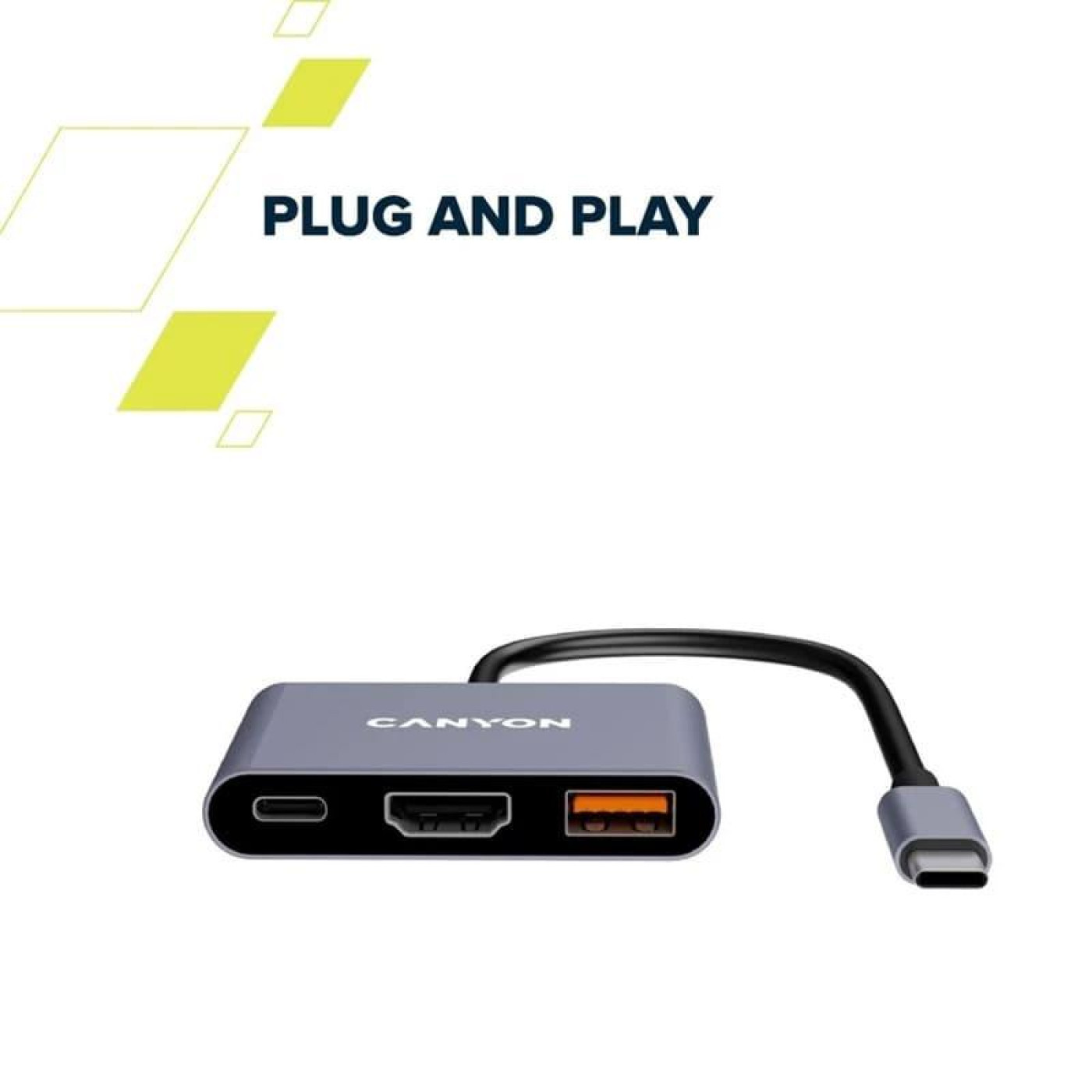 USB-Хаб Canyon USB-хаб hub DS-4 3in1 USB-C Grey (CNS-TDS4)