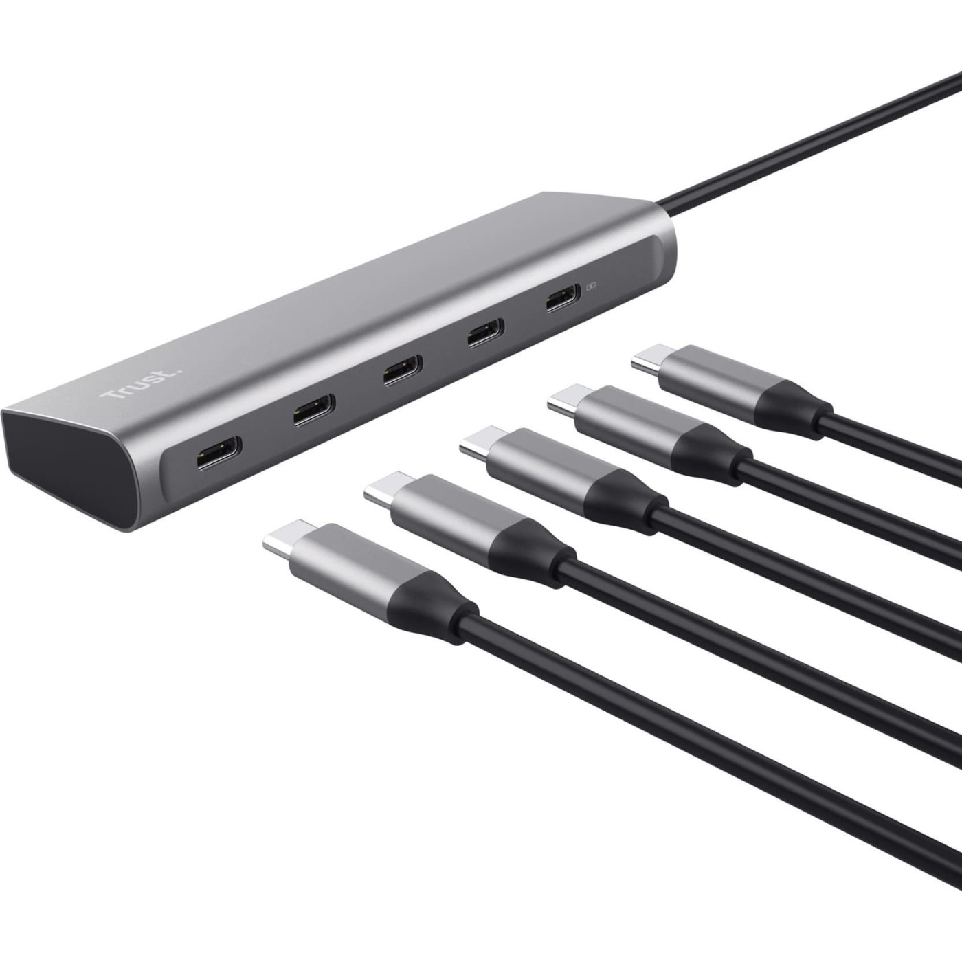 USB-Хаб Trust Halyx USB-C > 5xUSB-C , Алюміній, 0.1м, сірий (25136_TRUST)