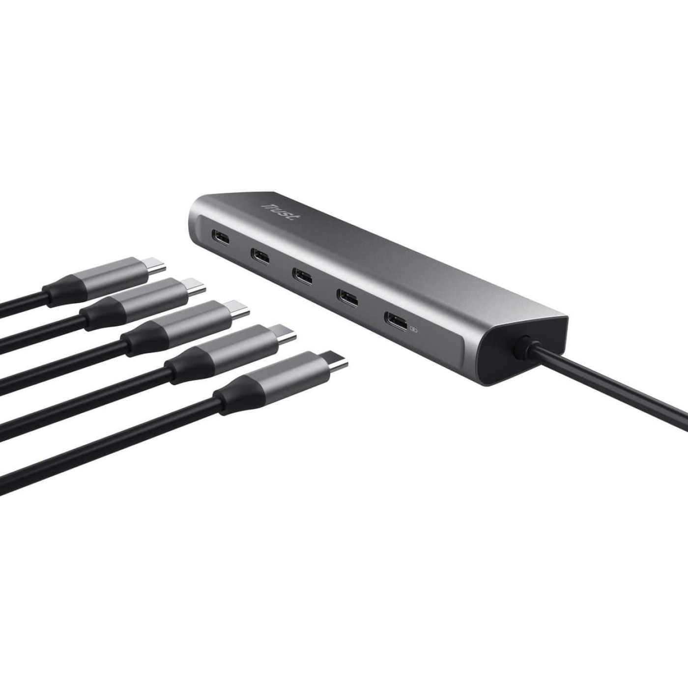 USB-Хаб Trust Halyx USB-C > 5xUSB-C , Алюміній, 0.1м, сірий (25136_TRUST)