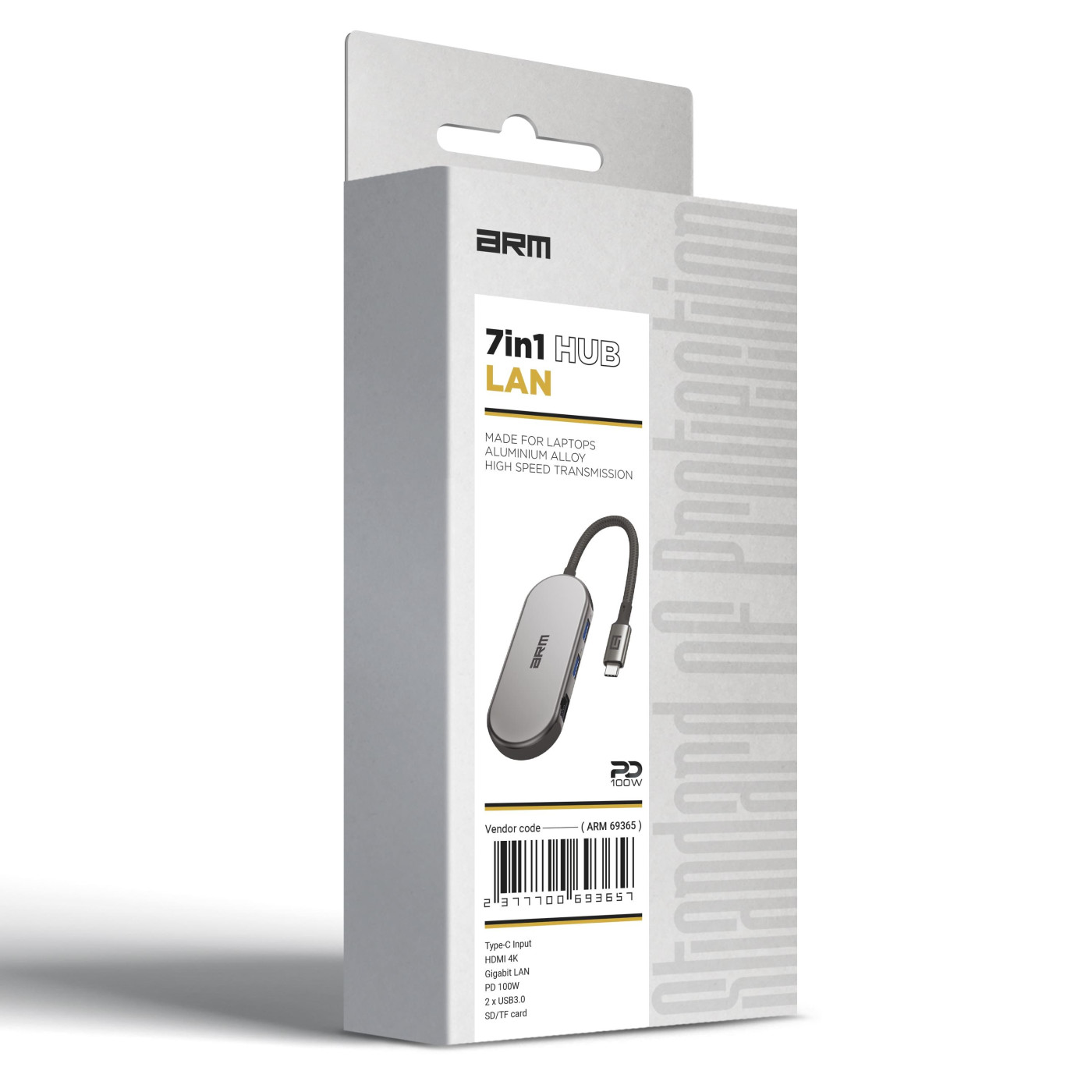 Хаб USB-C ArmorStandart Type-C to HD4K+LAN+PD+2USB+TF/SDcard Grey (ARM69365)